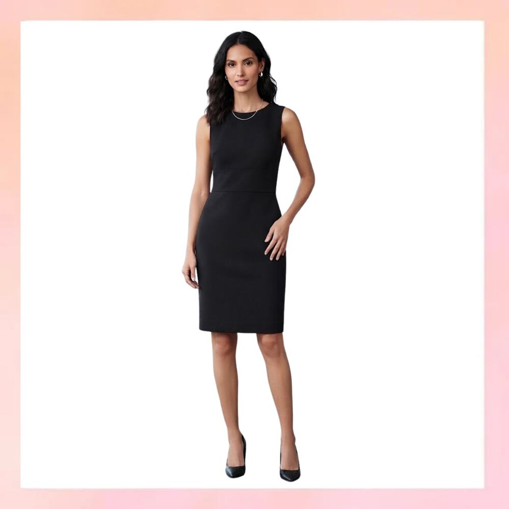 Ann Taylor Petite Black Sleeveless Sheath Business Cocktail Dress Size 0P